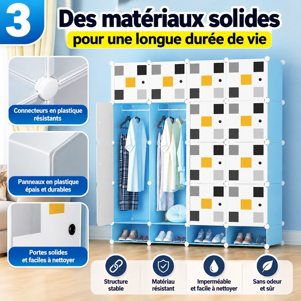 Armoires modulables 8, 12 ou 16 cubes - Les mêmes panneaux solides sur les 3 modèles