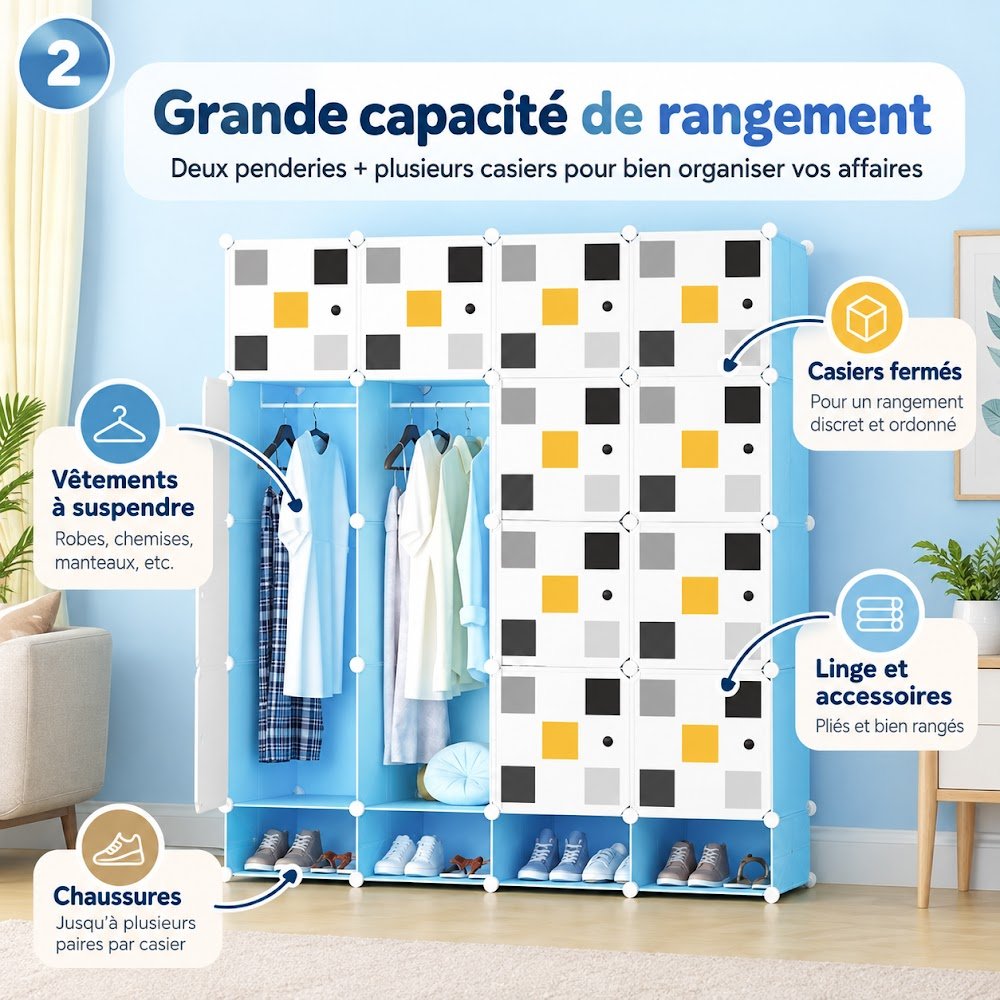 Armoires Modulables avec Porte-Chaussures 8, 12 ou 16 Cubes — Choisissez la Taille qu'il Vous Faut - photo 5