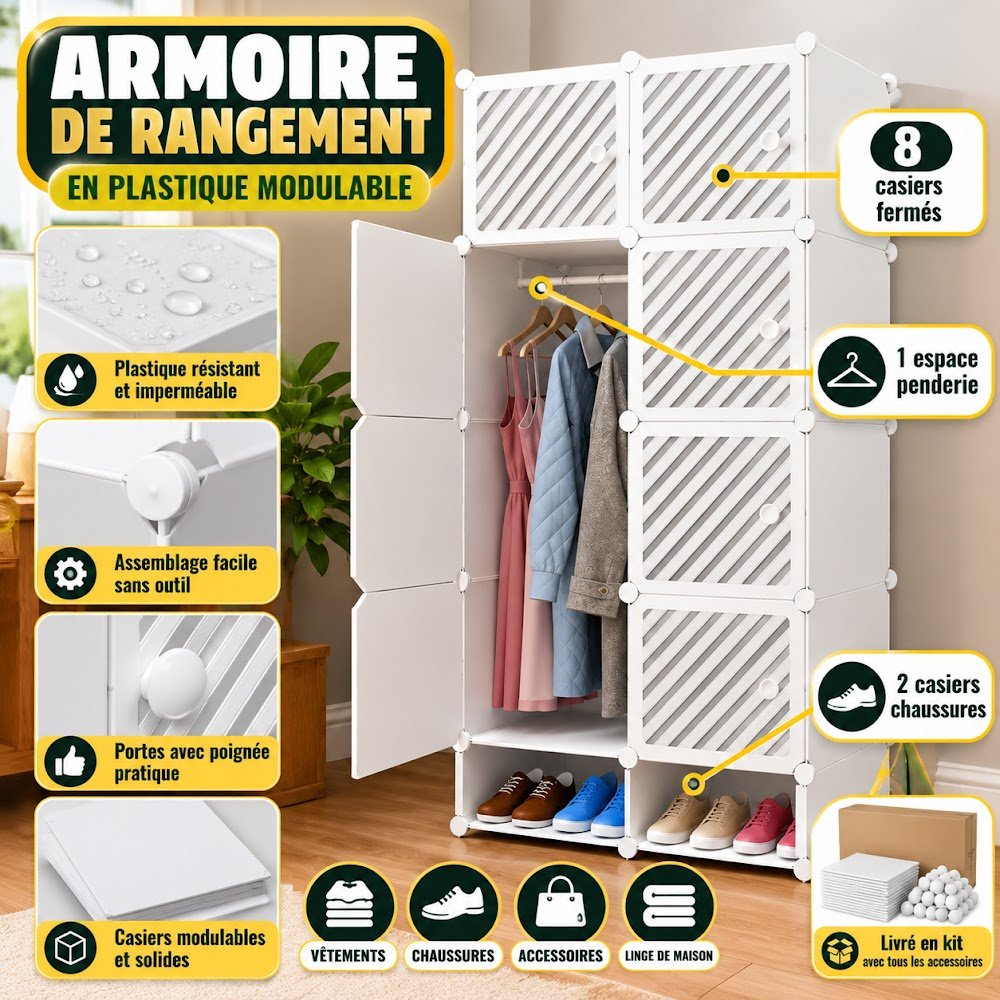 Armoires Modulables avec Porte-Chaussures 8, 12 ou 16 Cubes — Choisissez la Taille qu'il Vous Faut