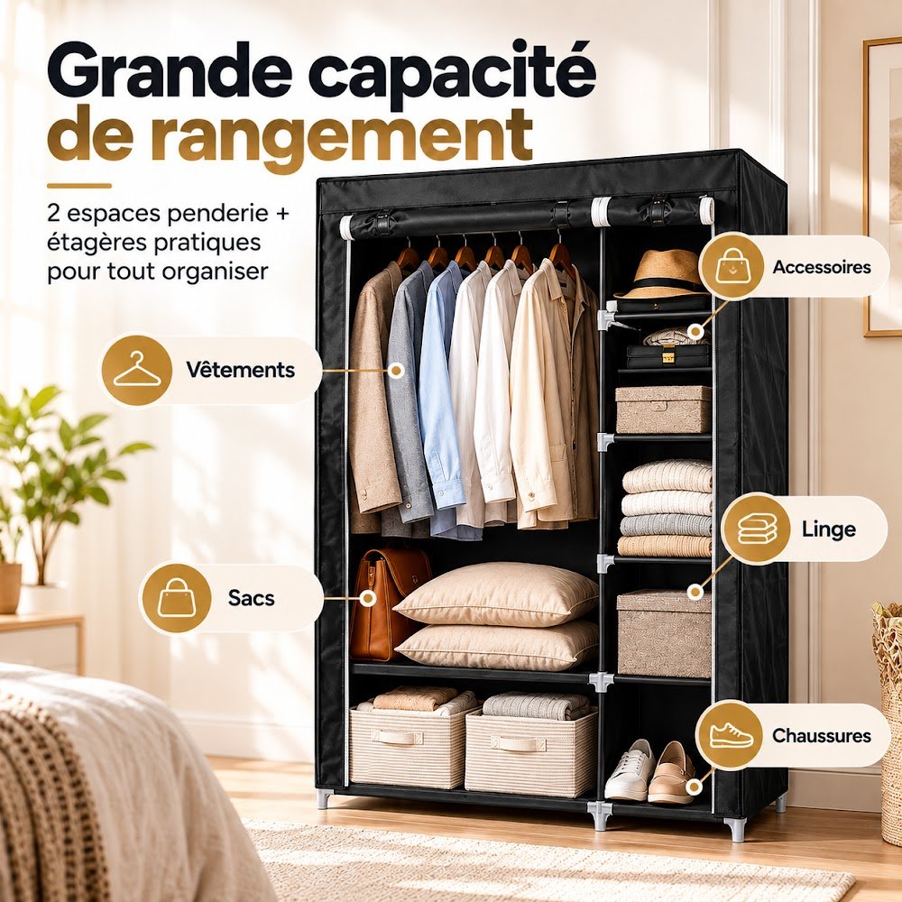 Armoires en tissu 2, 3 ou 4 battants - Des vêtements partout et pas d'armoire à la bonne taille ?