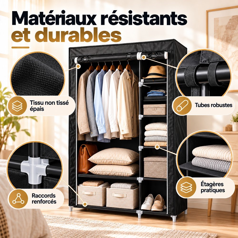 Armoires de Rangement en Tissu 2, 3 ou 4 Battants — Choisissez la Taille qu'il Vous Faut - photo 7