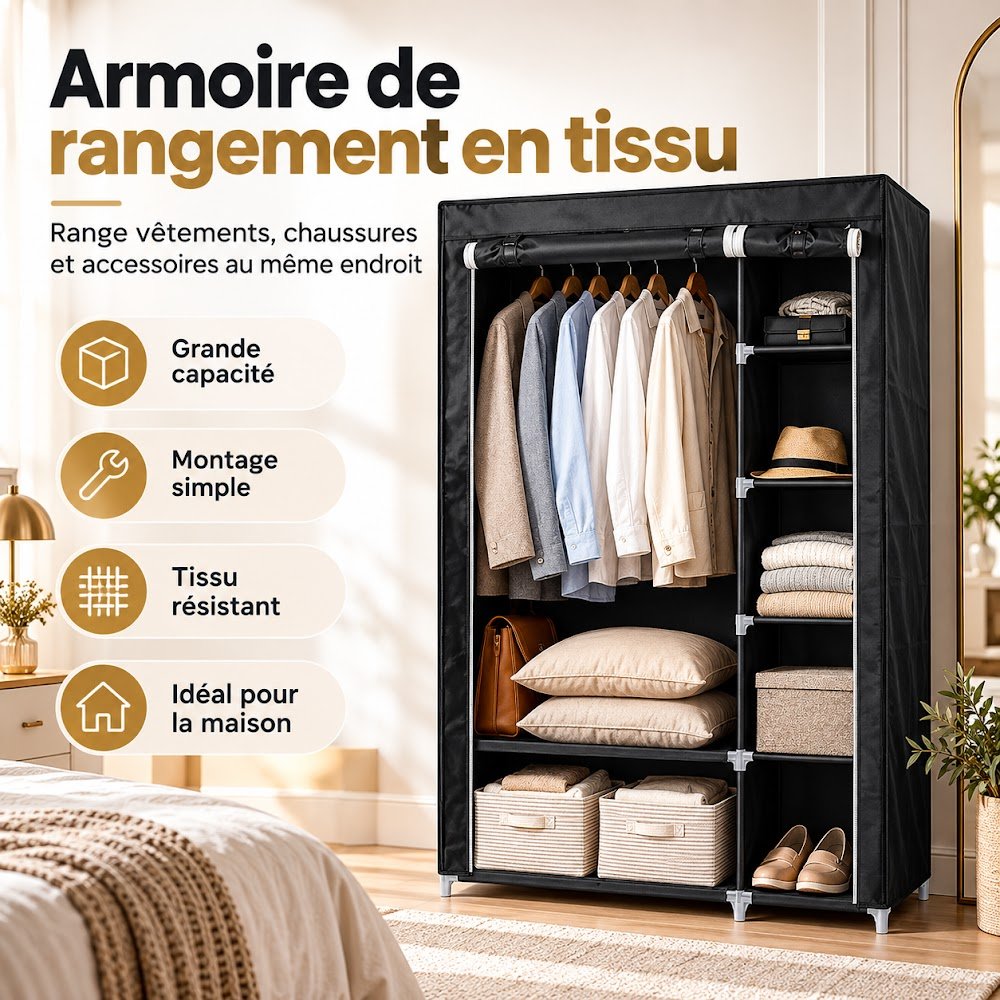 Armoires de Rangement en Tissu 2, 3 ou 4 Battants — Choisissez la Taille qu'il Vous Faut