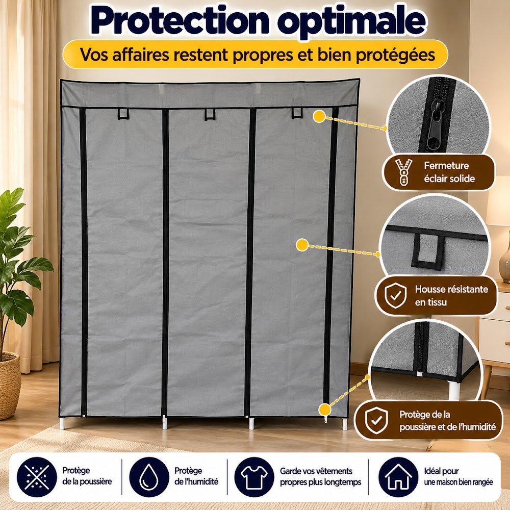Armoires en tissu 2, 3 ou 4 battants - Une armoire fermée, dans la taille qui vous convient