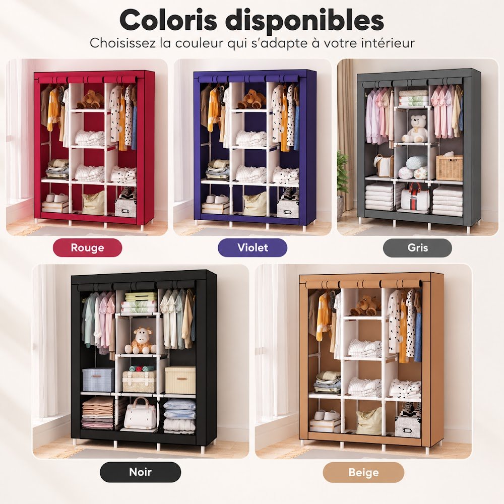 Armoires de Rangement en Tissu 2, 3 ou 4 Battants — Choisissez la Taille qu'il Vous Faut - photo 5