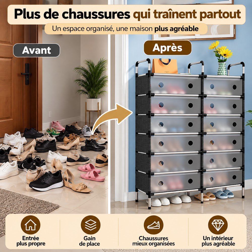 Étagères à Chaussures Anti-Poussière 1, 2 ou 3 Battants — Choisissez la Taille qu'il Vous Faut - photo 8