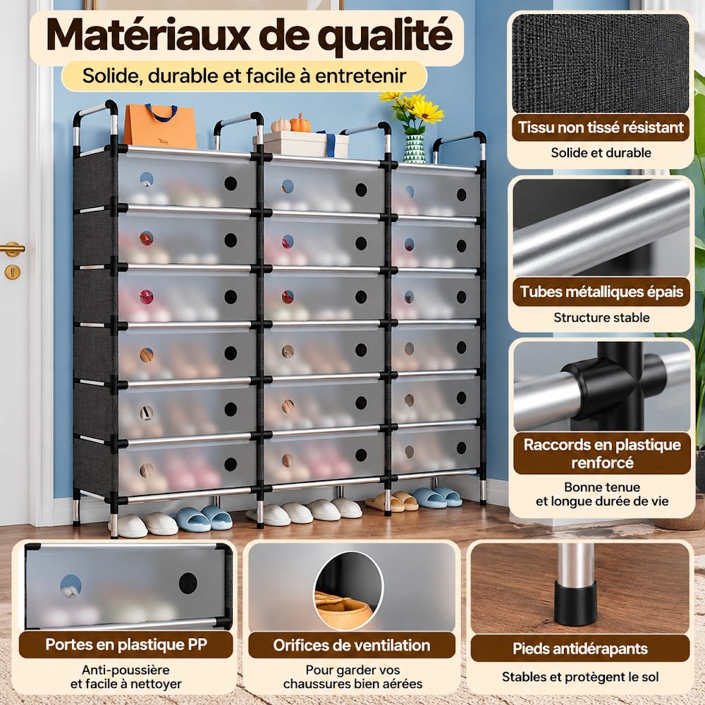 Étagères à Chaussures Anti-Poussière 1, 2 ou 3 Battants — Choisissez la Taille qu'il Vous Faut - photo 7