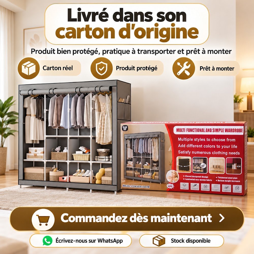 Grande Armoire en Tissu 4 Battants 165 cm — Le Rangement de Toute la Famille dans un Seul Meuble - photo 6
