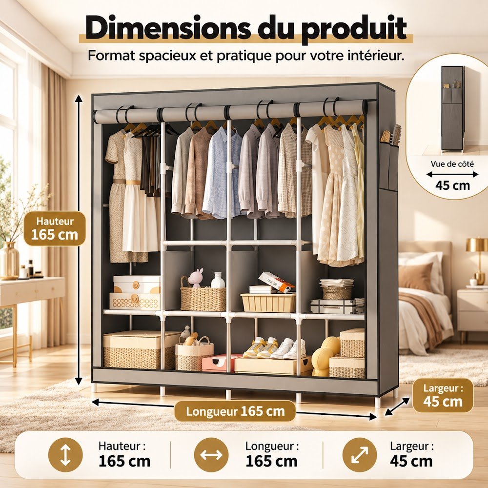 Armoires de Rangement en Tissu 2, 3 ou 4 Battants — Choisissez la Taille qu'il Vous Faut - photo 9