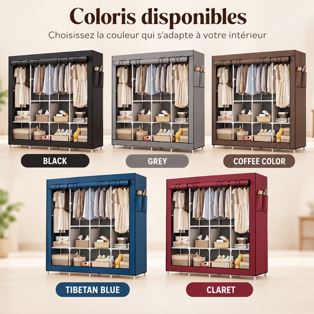 Armoires de Rangement en Tissu 2, 3 ou 4 Battants — Choisissez la Taille qu'il Vous Faut - photo 6