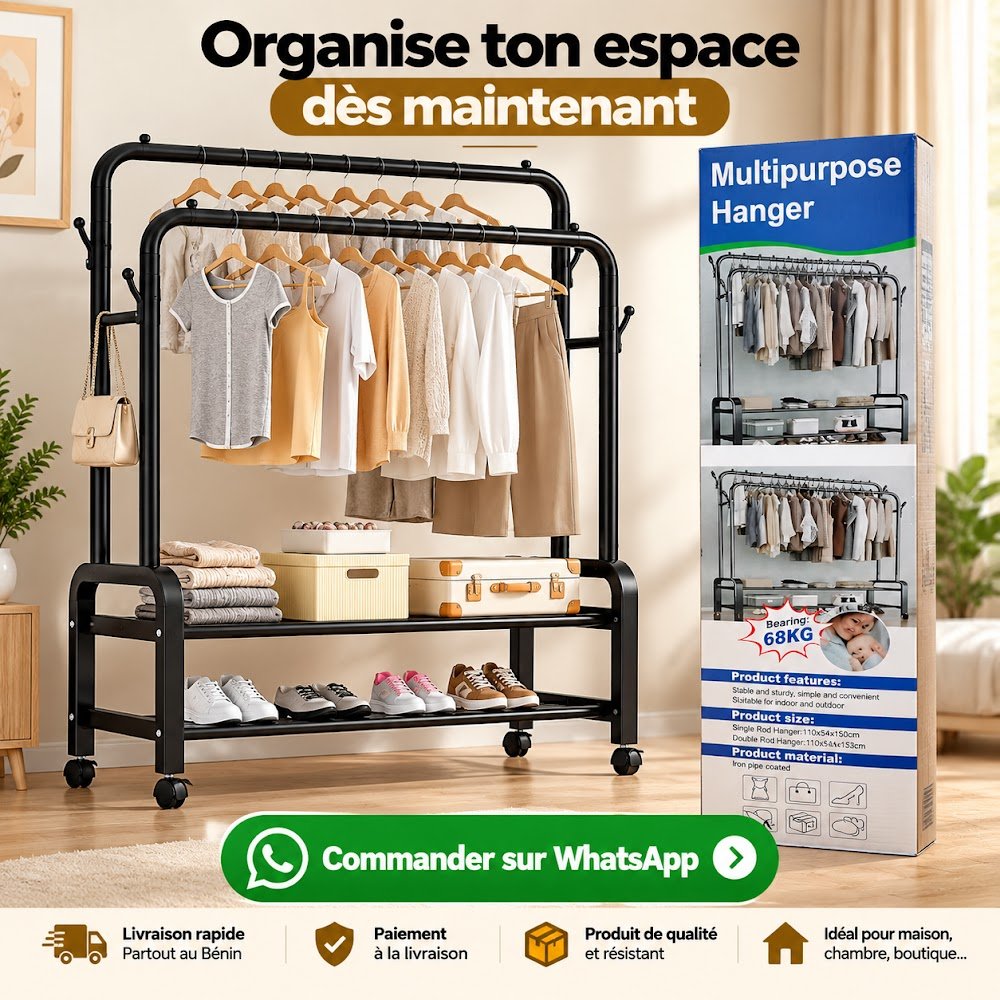 Porte-manteaux double barre, avec ou sans étagères - Une chaise couverte de vêtements, un placard qui déborde ?
