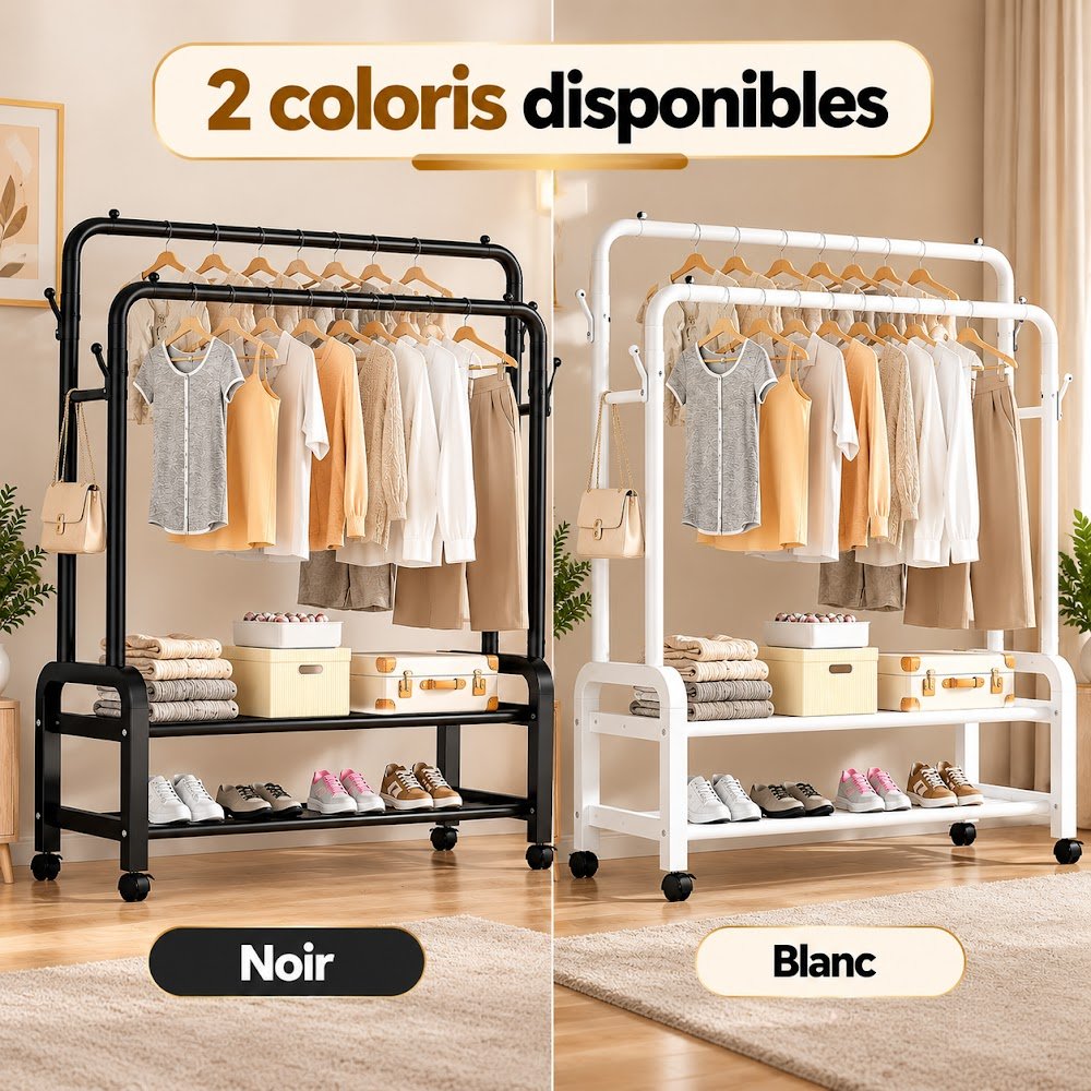 Porte-Manteau Double Barre à Roulettes — Doublez votre Penderie sans Acheter d'Armoire - photo 5