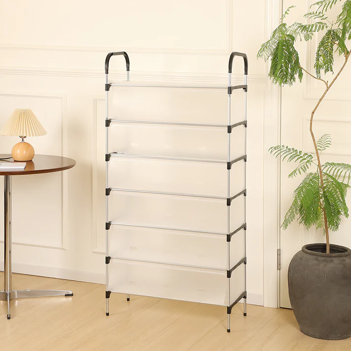 Étagère à Chaussures 6 Niveaux avec Porte Anti-Poussière – Grande Capacité, Rangement Modulable, Structure Métallique Solide - photo 4
